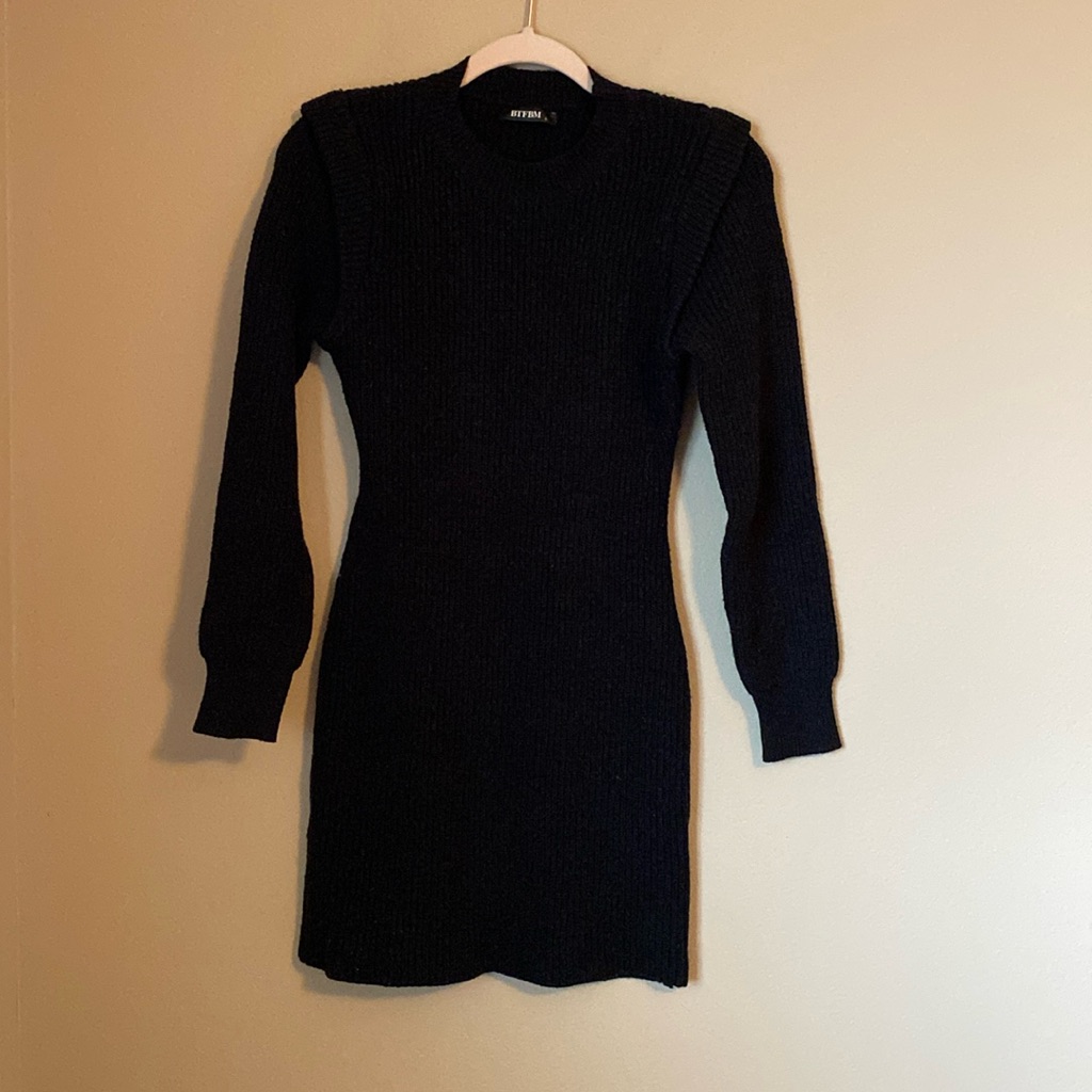 Btfbm Black Fitted Sweater Dress Small